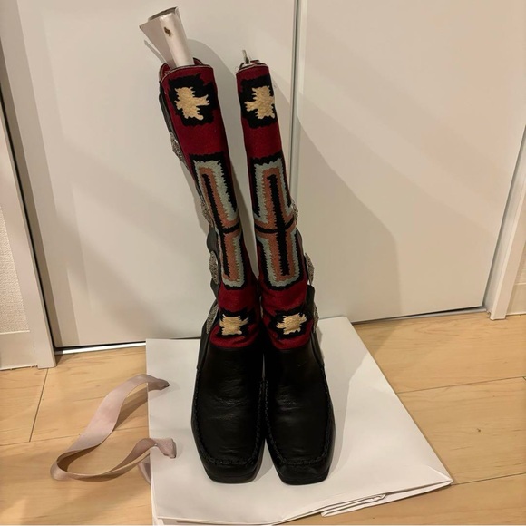 Anna Sui Multicolor Patterned Wedge Boots. RARE RARE RARE - Picture 3 of 11